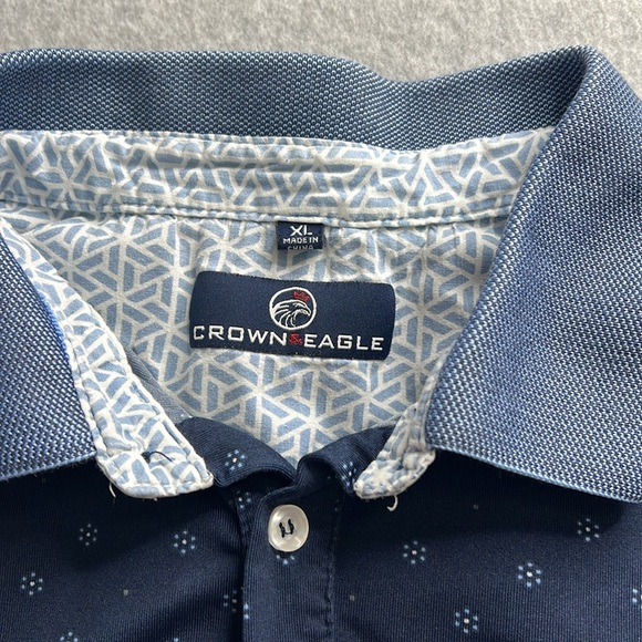 Crown & Eagle Mens Performance Golf Polo Shirt Blue Print Size XL Preppy - Picture 8 of 11